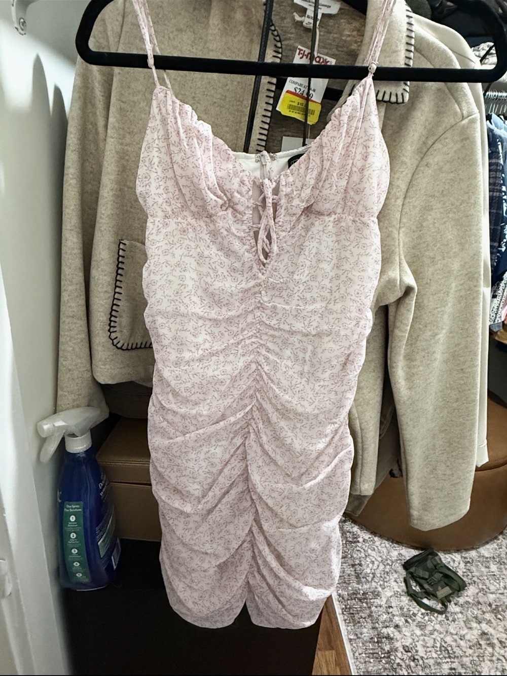 Cotton Candy Light Pink Floral Ruched Mini Dress